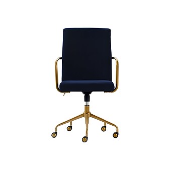 Elle Decor Giselle Fabric Computer and Desk Chair, Navy Blue/Gold (CHR10058C)
