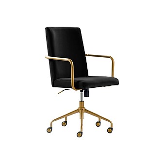Elle Decor Giselle Fabric Computer and Desk Chair, Navy Blue/Gold (CHR10058C)