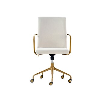 Elle Decor Giselle Fabric Computer and Desk Chair, Cream/Gold (CHR10058D)