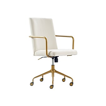 Elle Decor Giselle Fabric Computer and Desk Chair, Cream/Gold (CHR10058D)