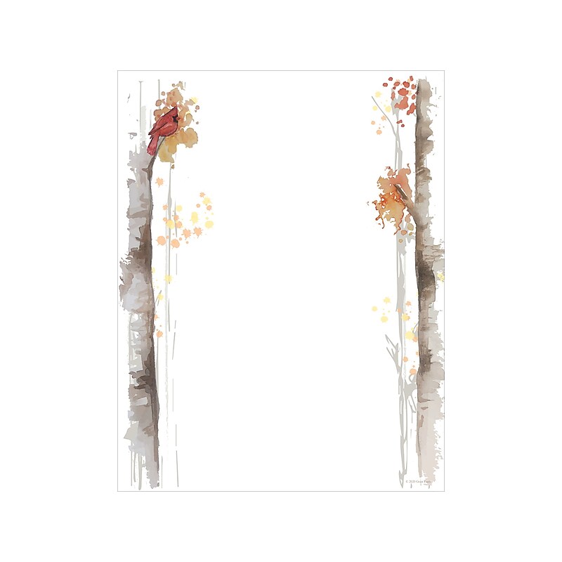 Great Papers Fall Birch Holiday Letterhead, Multicolor, 80/Pack (2020130) image 1