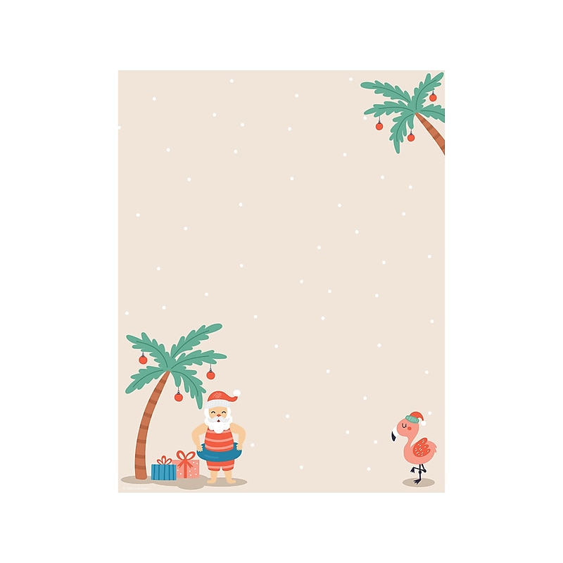 Great Papers! Tropical Santa Holiday Letterhead, Multicolor, 80/Pack (2020109) image 1