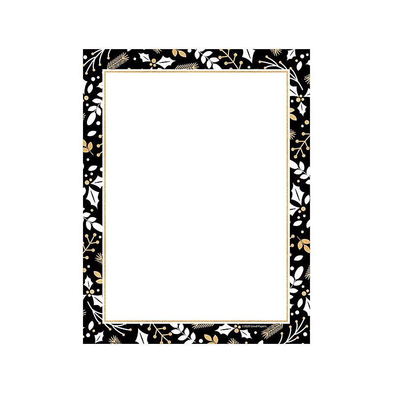 Great Papers! Merry Gold and Black Holiday Letterhead, Multicolor, 80/Pack (2020102) image 1