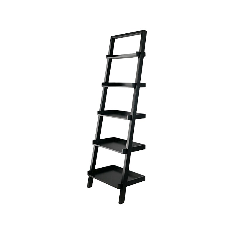 Winsome Bellamy 5-Shelf 69"H Leaning Bookcase, Black (29553) image 1