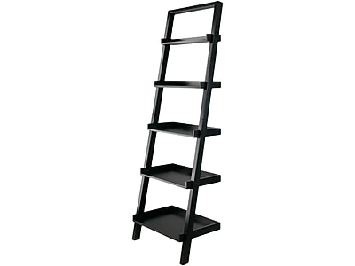 Winsome Bellamy 69″ 5-Shelf Leaning Bookcase, Black Wood (29553) Sansujyuku sansujyuku.com