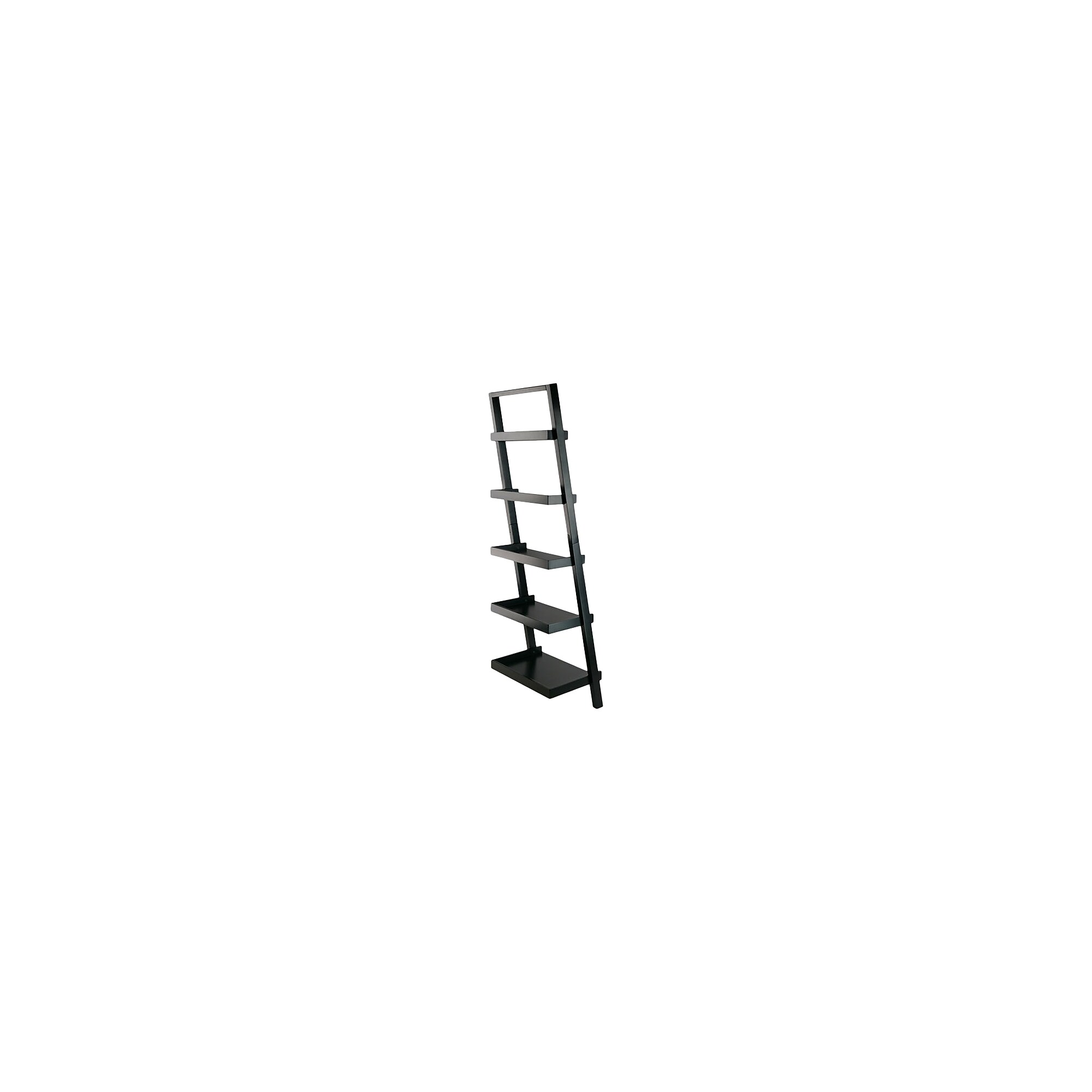 Winsome Bellamy 69″ 5-Shelf Leaning Bookcase, Black Wood (29553) Sansujyuku sansujyuku.com