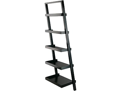 Winsome Bellamy 69″ 5-Shelf Leaning Bookcase, Black Wood (29553) Sansujyuku sansujyuku.com