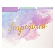 Eccolo Watercolor "Important" File Folders, 3-Tab, Letter Size, Assorted Colors, 9/Pack (T617F)