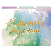 Eccolo Watercolor "Important" File Folders, 3-Tab, Letter Size, Assorted Colors, 9/Pack (T617F)
