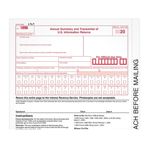 Adams 2020 1099NEC Tax Form Kit w/ SelfSeal Envelopes, 12/Pack
