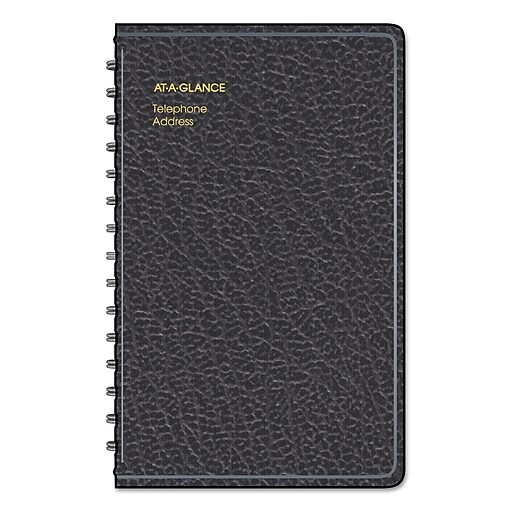 ATAGLANCE Telephone/Address Book, 47/8 x 8, Black at Staples
