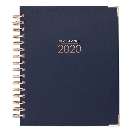 AtAGlance Navy Hardcover Weekly/Monthly Planner, 7" x 9", Wire Bound