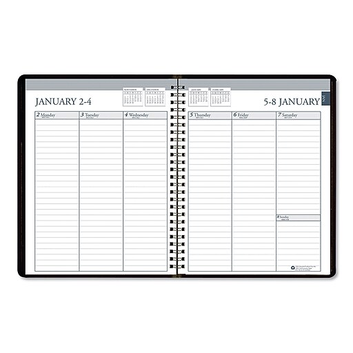 AbilityOne 7530016007601 SKILCRAFT Weekly Appointment Planner, 8 3/4 x 6 7/8, Black/White, 2021