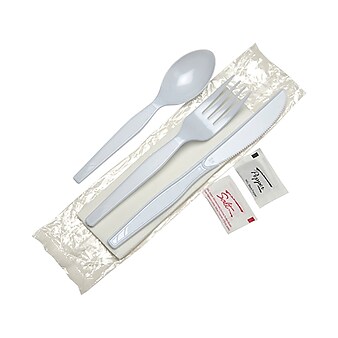 Dixie Individually Wrapped Polystyrene Cutlery Set, Medium-Weight, White, 250/Carton (CM26NSPC7)