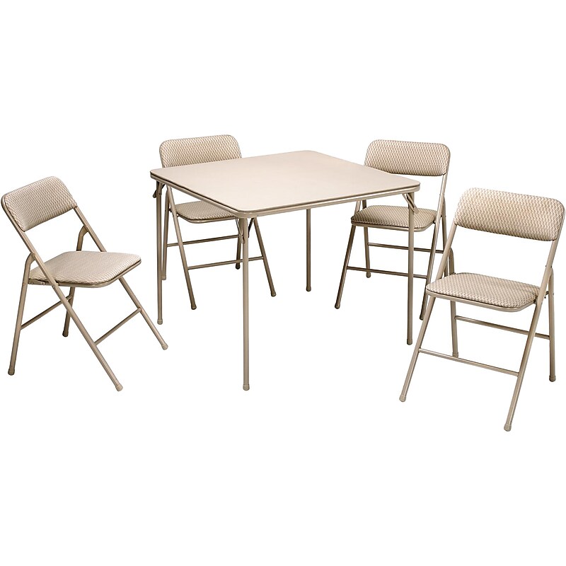 Cosco Folding Table and Chair Set, 34" x 34", Tan (14551WHD1E) image 1
