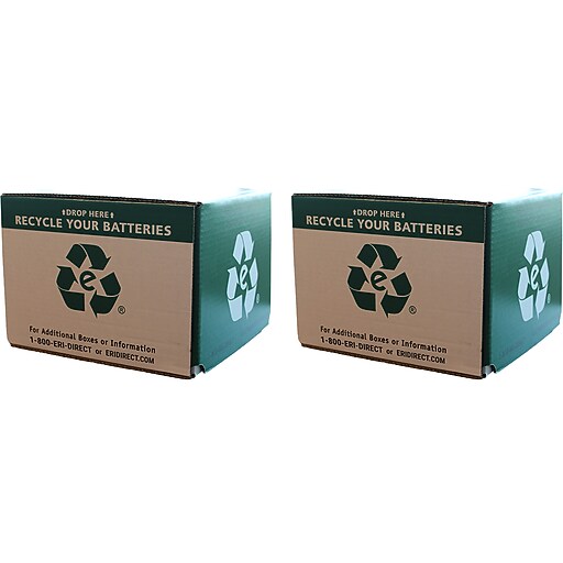 ERI Cardboard Battery Recycling Box, Green/Kraft, 2/Pack (BATTBOX2P) at