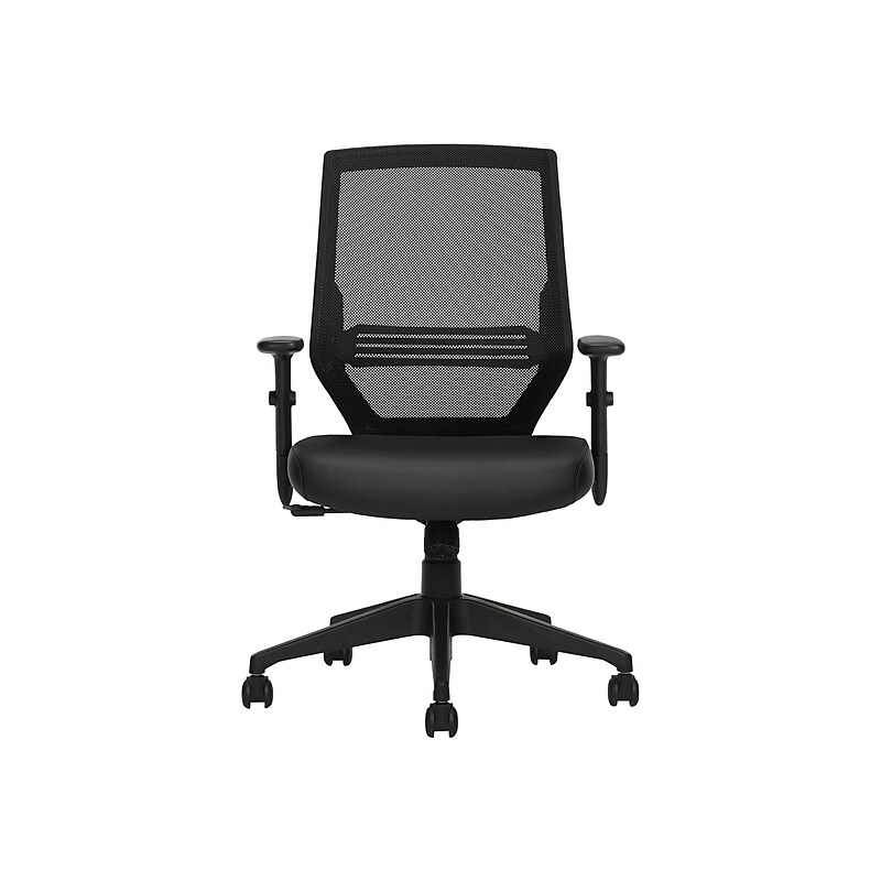 Offices To go Mesh Back Luxhide Task Chair, Black (OTG12112B) image 1