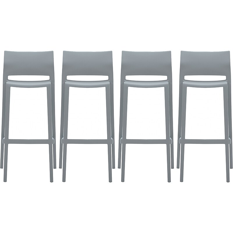 Global Bakhita Plastic Armless Bar Chair, Alloy, 4/Carton (6754ALY) image 1
