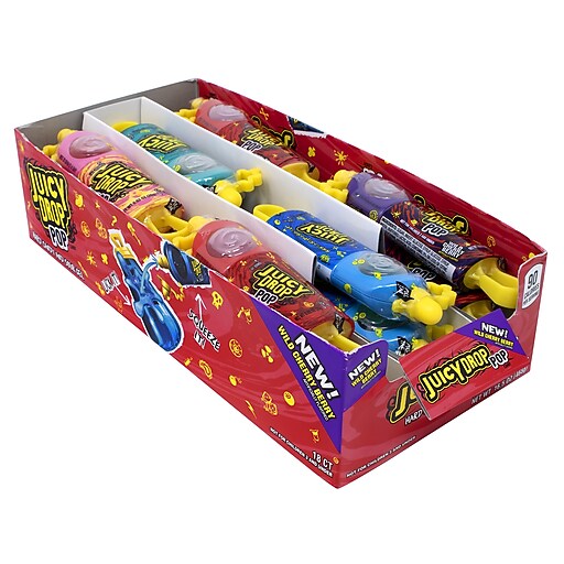 Juicy Drop Pop Sweet Lollipops Candy With Sour Liquid, Assorted Flavors
