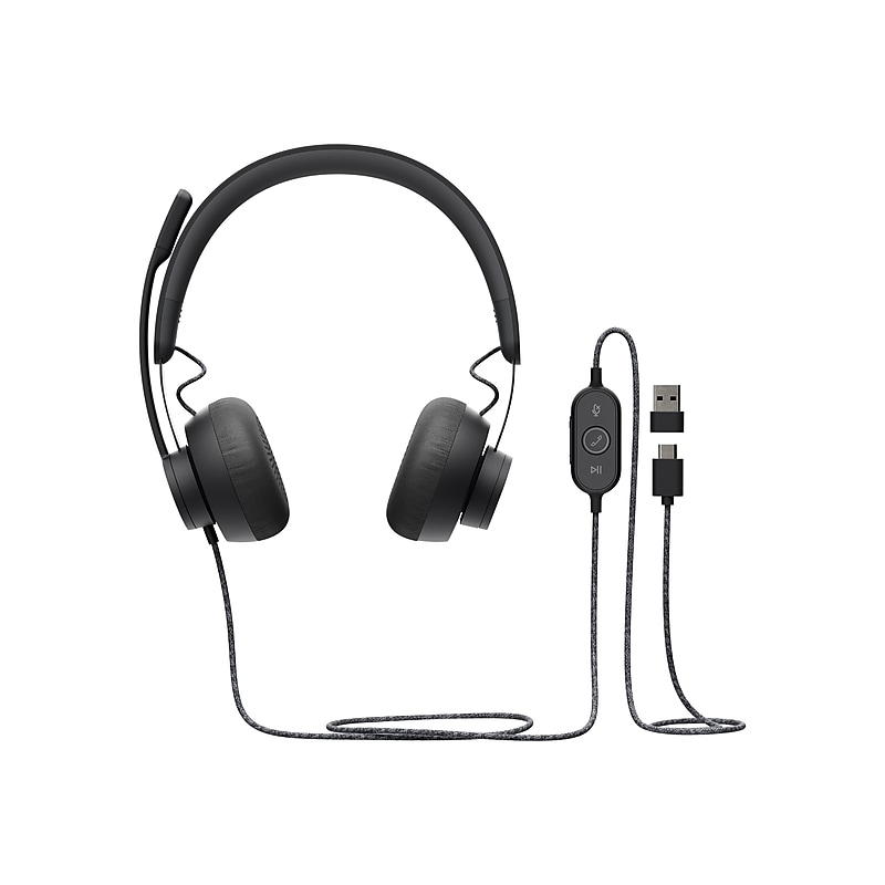 Logitech Zone Wired Noise Canceling Stereo Computer Headset, Over-the-Head, Graphite (981-000876) image 1