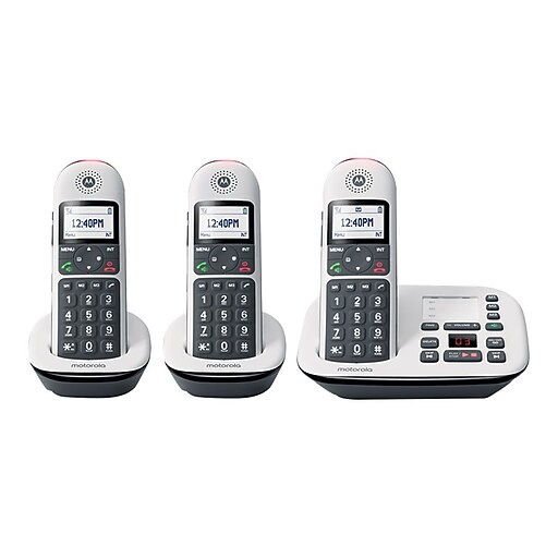 Motorola CD5 Series CD5013 Single Line Cordless Phone, Black/White at