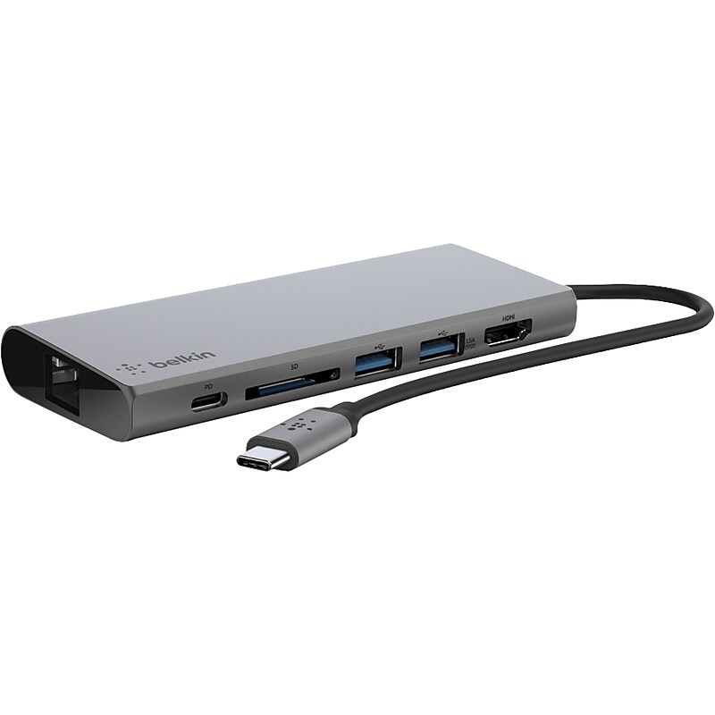 Belkin Multimedia 5-Port USB-C Hub, Gray (F4U092BTSGY) image 1