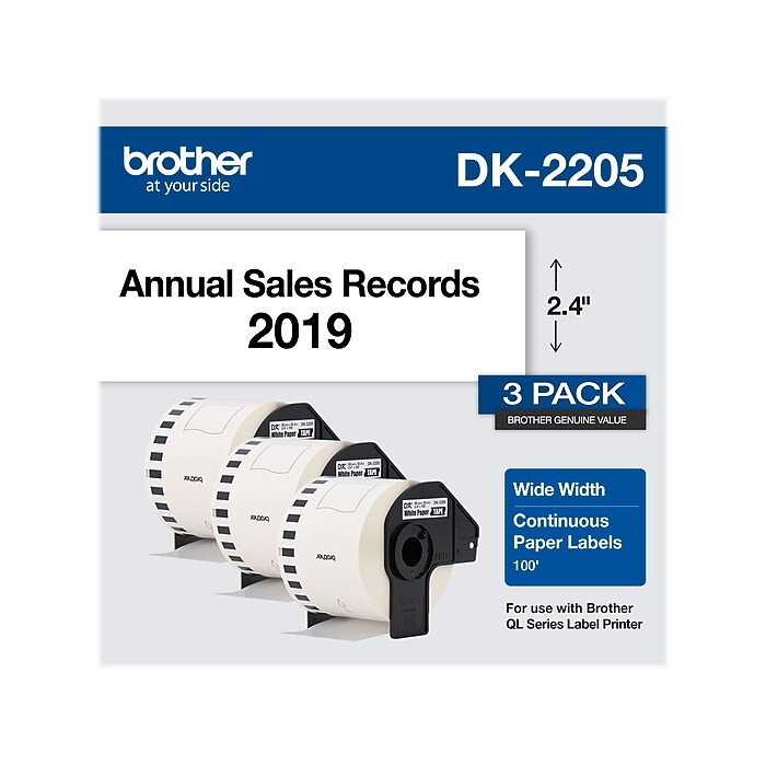 Brother DK-2205 Wide Width Continuous Paper Labels, 2-4/10